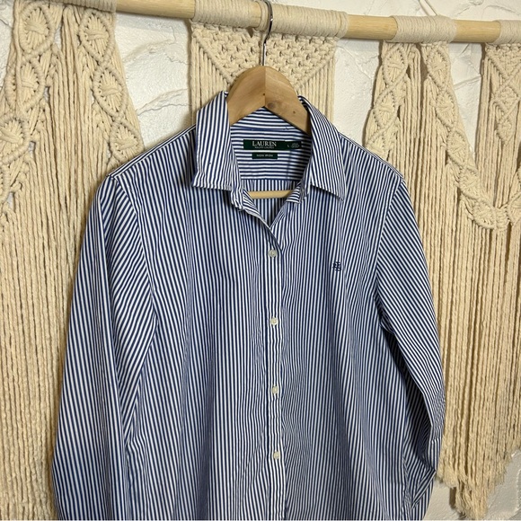 Lauren Ralph Lauren Striped poplin shirt Women’s size Large - Picture 5 of 12